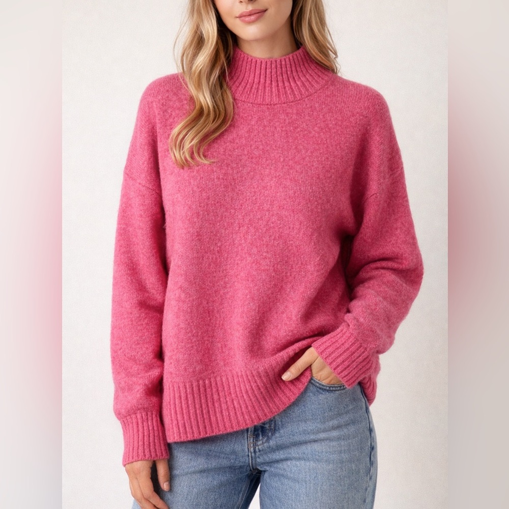 Zenana Outfitters Vibrant Pink Turtleneck Sweater